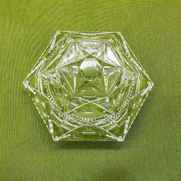 Cristal D'Arques Clear Lead Crystal Hexagonal Candle Holder - Picture 6 of 7